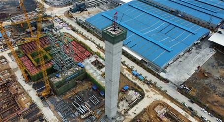 80米高煙囪、提前14天封頂！