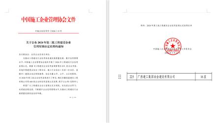 16星！冶建公司履約能力和信用表現(xiàn)良好